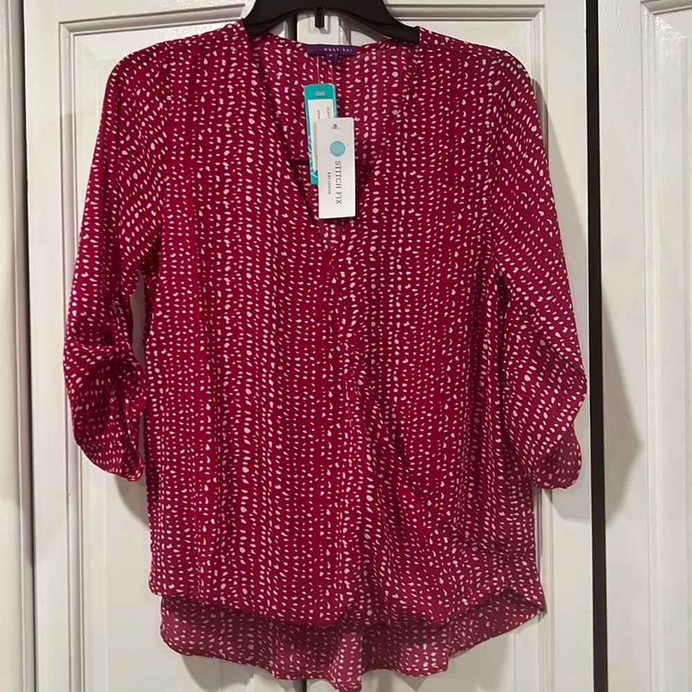NWT West Kei Allan Surplice High Low Top